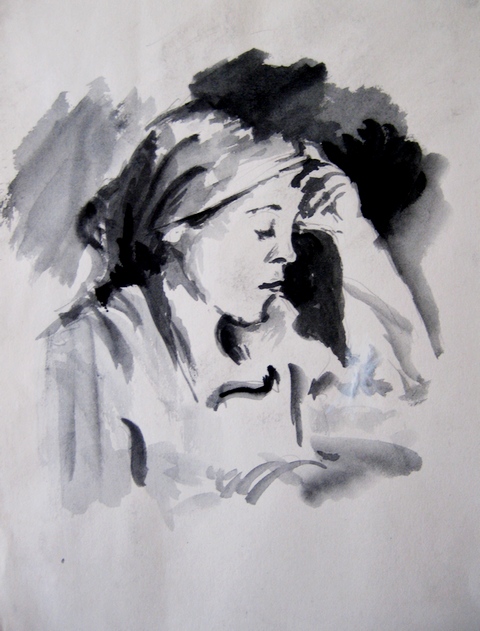 Четяща жена || Туш / ink pen || 1995